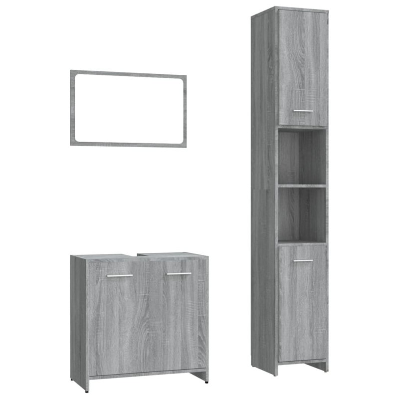 Reginia Bathroom Storage Furniture Set, Grey Sonoma