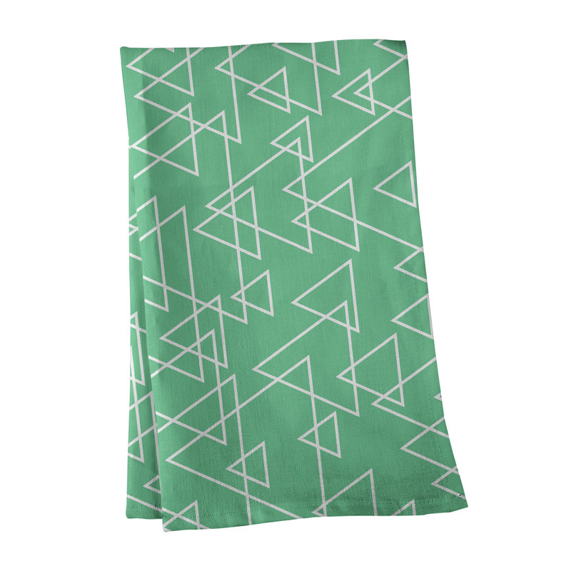 Serviette de thé en triangles de dispersion, Polyester sergé, Vert