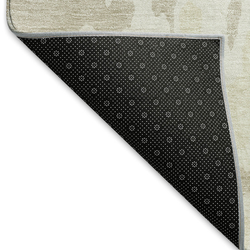 Tapis beige Prisco lavable à la machine de qualité supérieure, Rectangle 9 pi x 12 pi