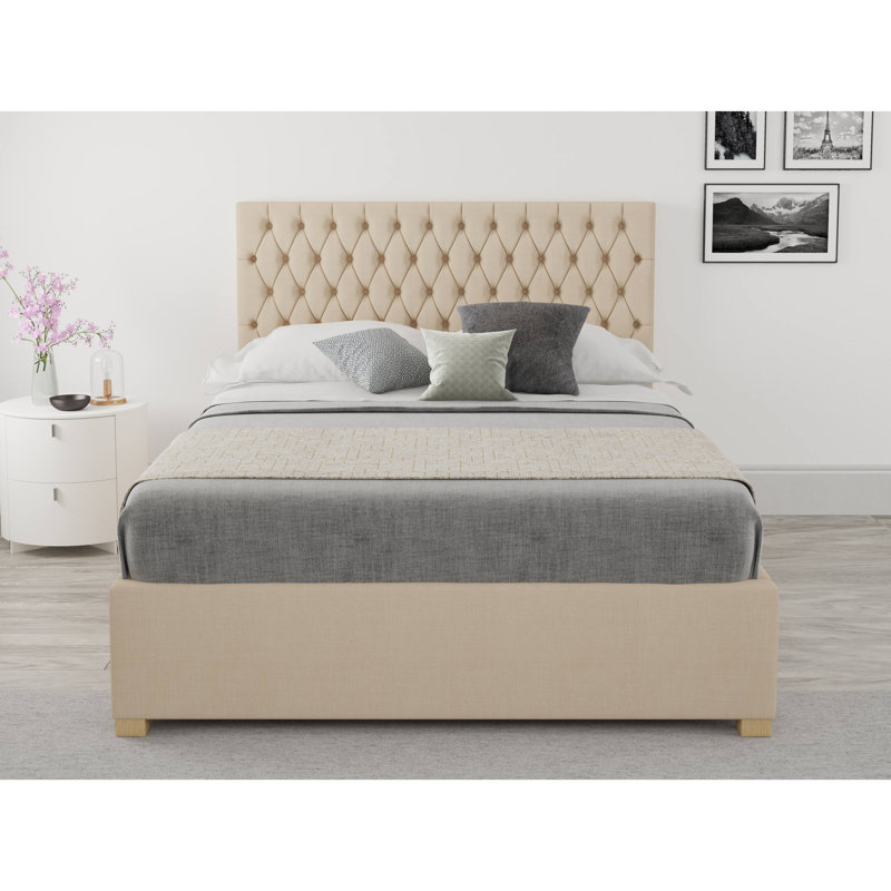 Central City Upholstered Ottoman Storage Bed, Cream, Small Double (4')