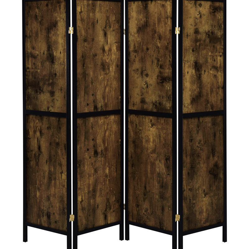 Paravent de style 4, couleur muscade antique, sépare les espaces d'un salon de retraite rustique avec des éléments, une chambre de chalet en pin et placage d'ingénierie,