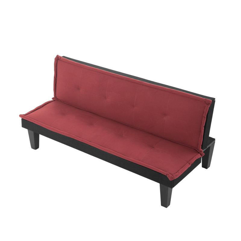 Canapé-lit convertible à futon, canapé-lit pliable en faux suède 2 en 1 à 5 positions ajustables pour la chambre de salon de petit espace (rouge foncé)
