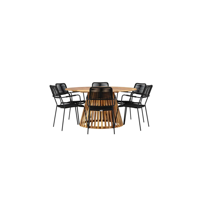 Ashtyn 6 - Person Patio Dining Set Round Table, Black