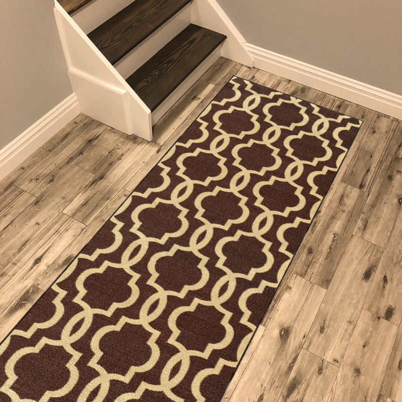 Tapis brun crocheté Smathering, Tapis de couloir 1 pi 10 po x 4 pi