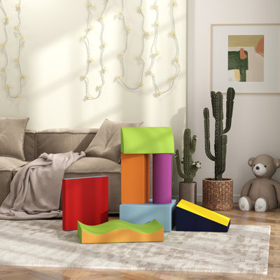 Soozier 7 Piece Plush Soft Kids Playset, Climb, Crawl, Comtemporary,wood