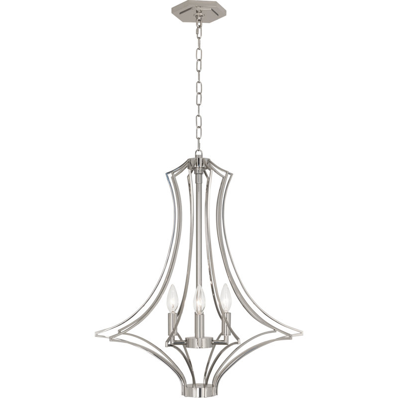 Lustre empire 3 lumières Grace, Nickel poli