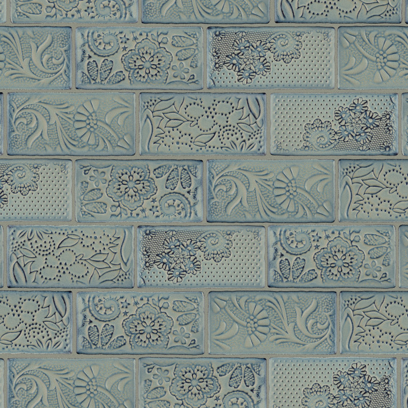 Antic Feelings 3" x 6" Ceramic Patterned Subway Tile, Feelings Griggio