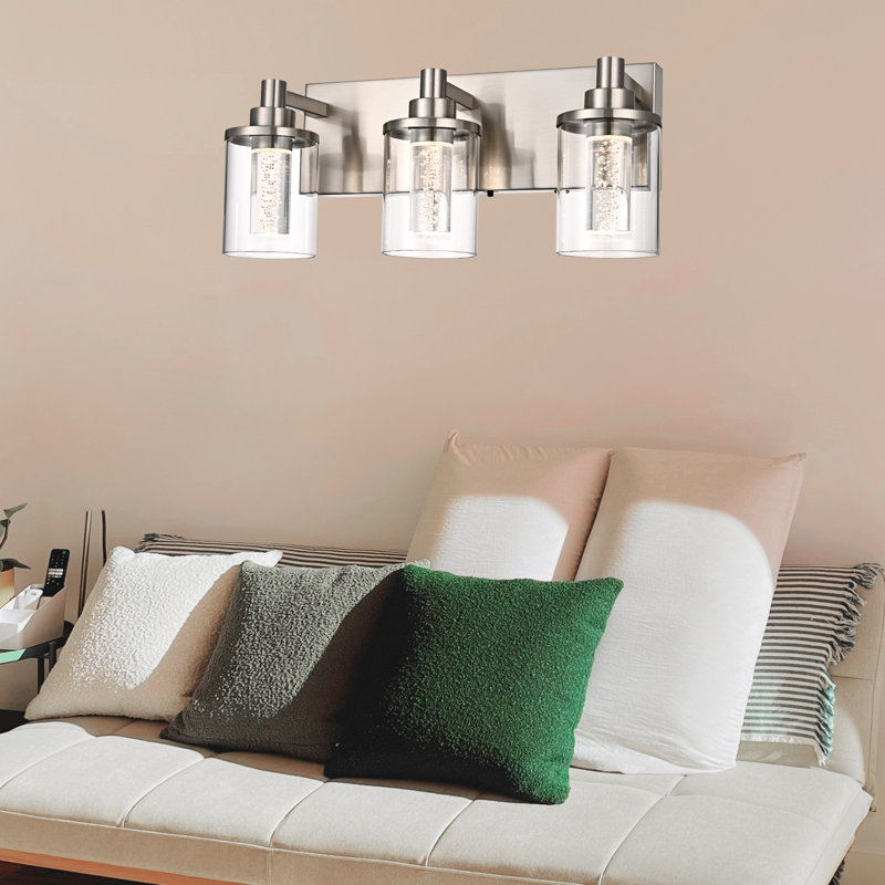 3-Light Vanity Lights, Bathroom Light Fixture, LED Dimmable Modern Wall Lighting Over Mirror With Bubble And Clear Glass Shade For Hallway, Bedroom. (Integrated LED Bulbs Included)