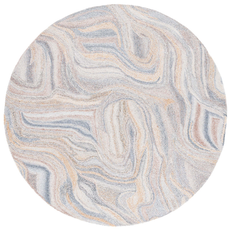 Tapis abstrait touffeté à la main Parchette, Rond 6 pi