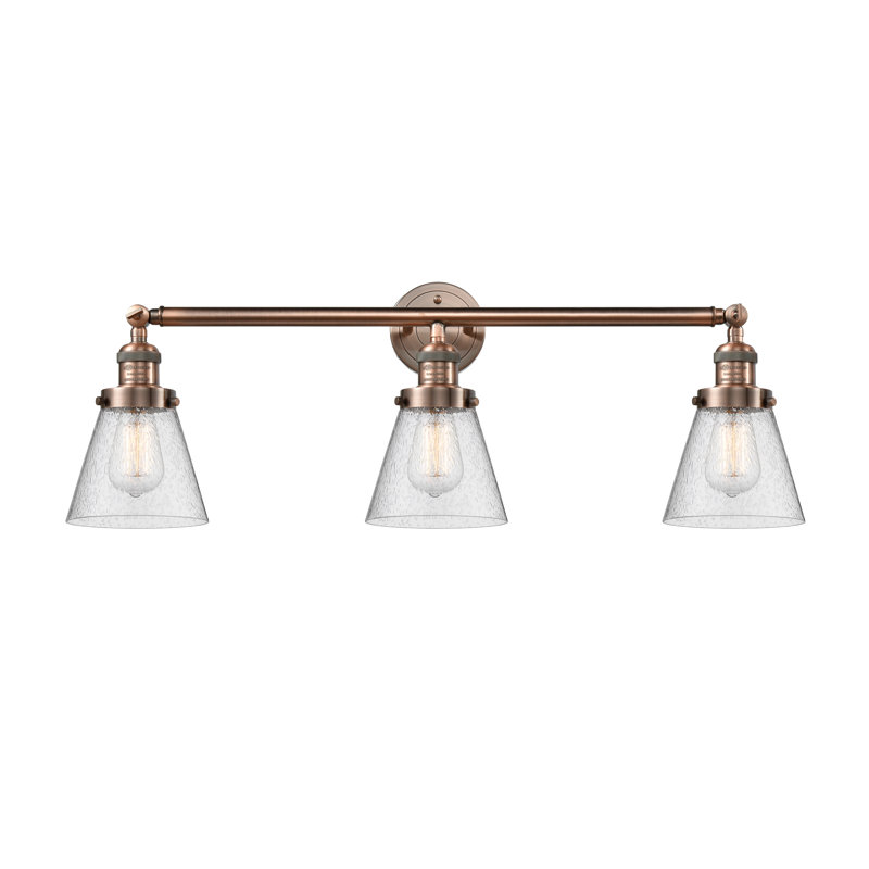Éclairage pour meuble-lavabo 3 lumières Shauna Cone, DEL, Cuivre antique