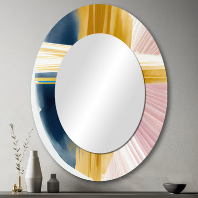 Large miroir mural ovale moderne Golden Brush Stroke II