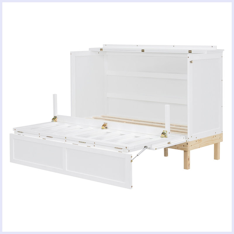 Grand lit escamotable, lit escamotable peu encombrant, lit pliable pour petites pièces, Blanc