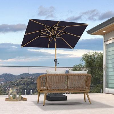  Parasol de marché de 6,5 pi x 6,5 pi avec parasol de table en aluminium avec bouton-poussoir inclinable et 8 parasols robustes pour l'extérieur