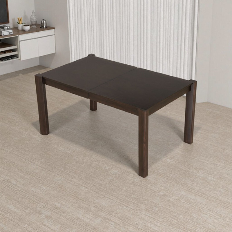 Table de salle à manger extensible de style campagne moderne - extensible de 59 po à 73 po, noyer, Brun