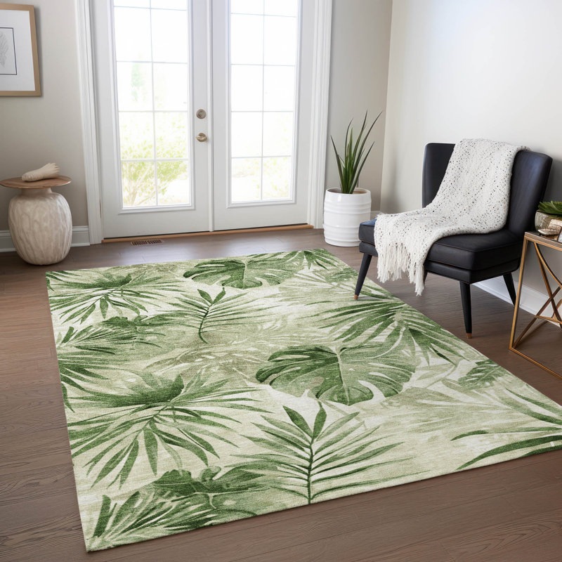 Tapis intérieur / extérieur Xhevrie lavable à la machine, Rectangle 9 pi x 12 pi
