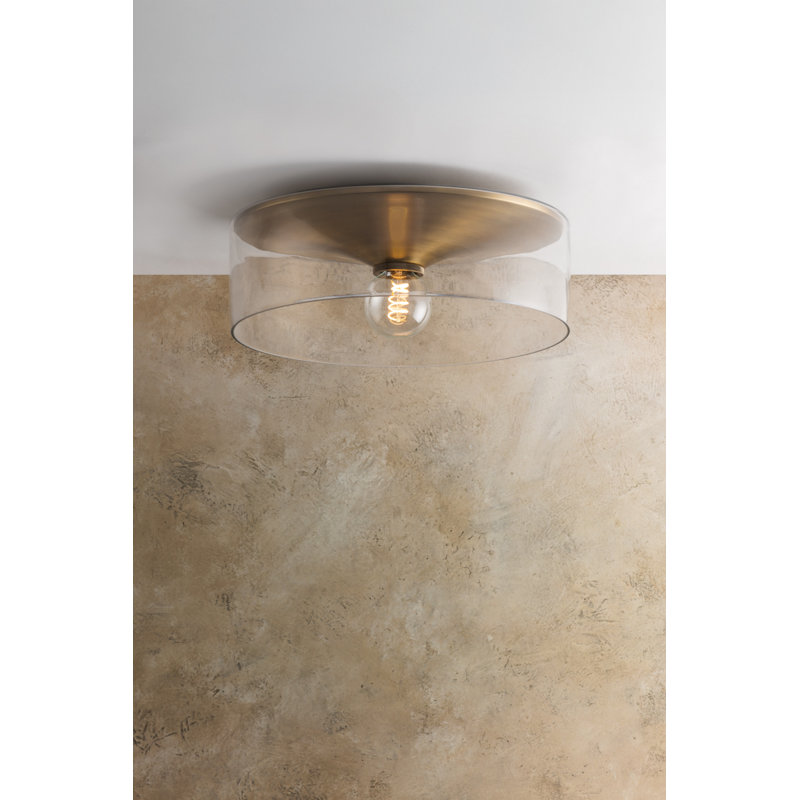 Troy Lighting Killian 16 inch wide 1 Light Flush Mount in Patina Brass