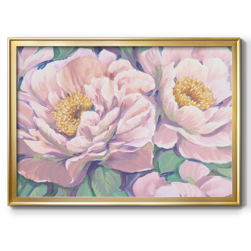 Pivoines en fleurs II, reproduction d'art sur toile, Or, H 14 po x l 20 po x P 1,5 po