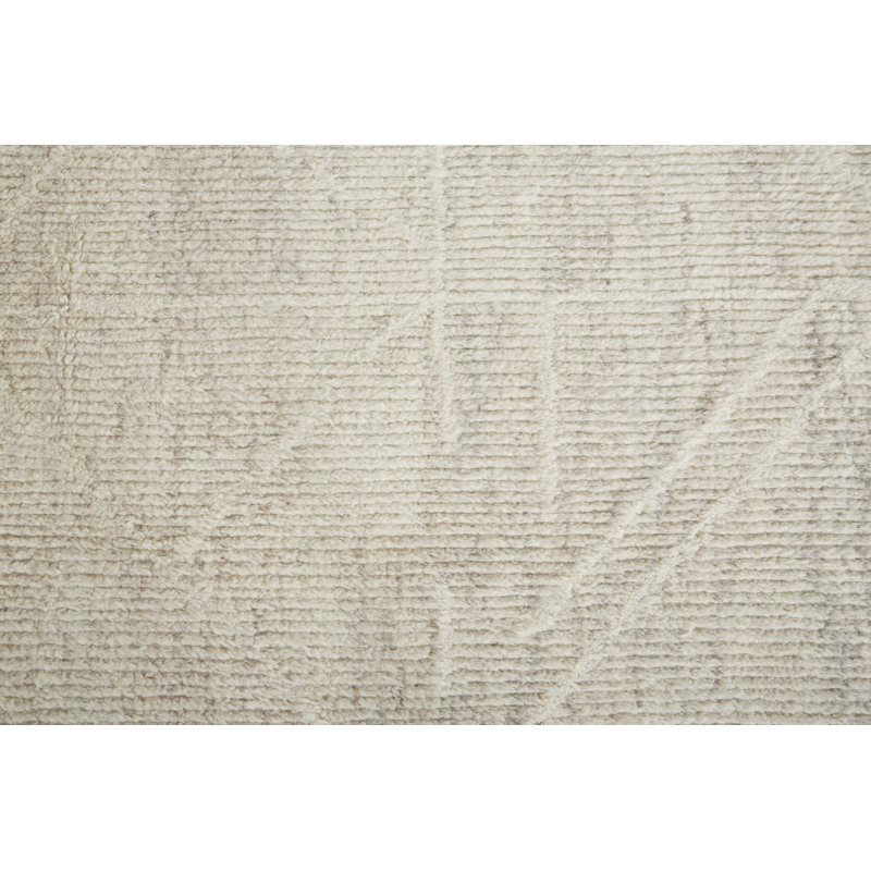 Alford Hand Knotted Wool Area Rug in Ivory, Rectangle 8'6" x 11'6"