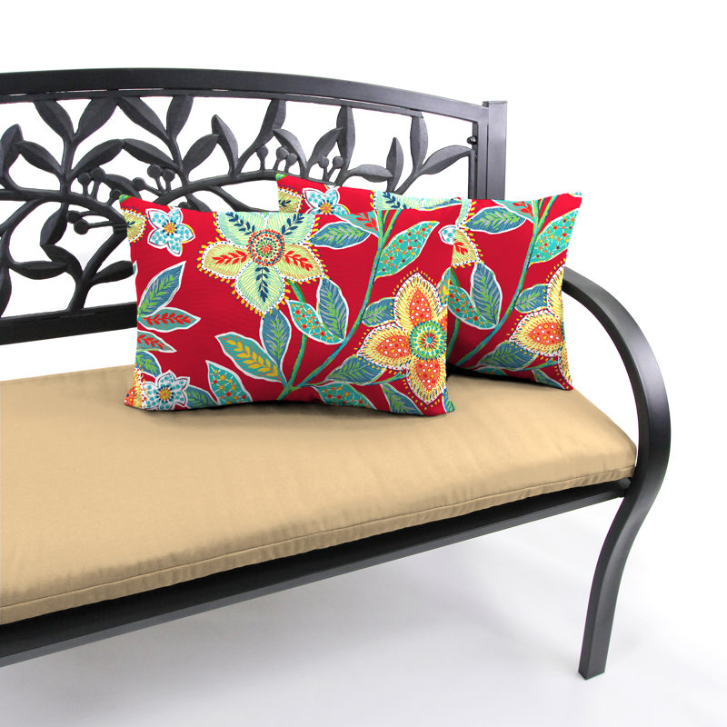 18" x 12" Outdoor Lumbar Throw Pillow (Set of 2), Leathra Red