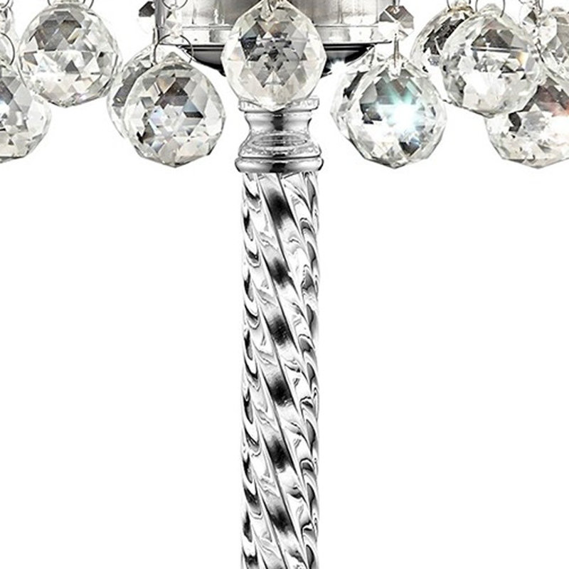 Venito 30" Tall Table Lamp "Moiselle", Silver and Crystal Accents, Silvery Shade, White