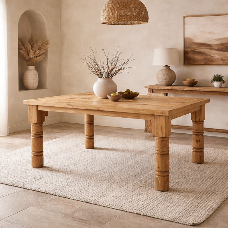 Table de salle à manger rectangulaire en bois massif