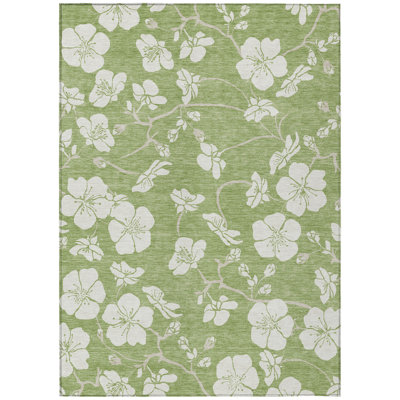 Ensa Green Washable Indoor-Outdoor Rug - 