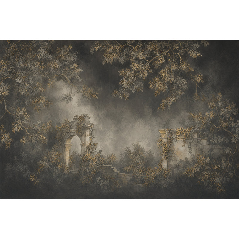 Papier peint classique avec ruines et pierres, Textured Non-Pasted, 120 po x 96 po