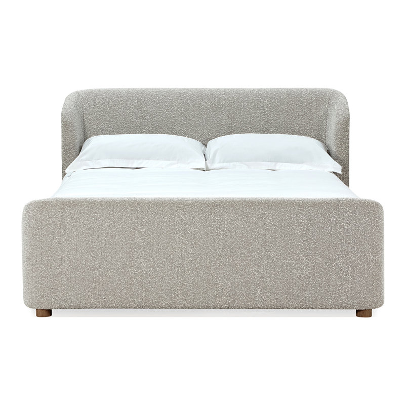 Lit plateforme tapissier Kris, Roi, Boucle blanc