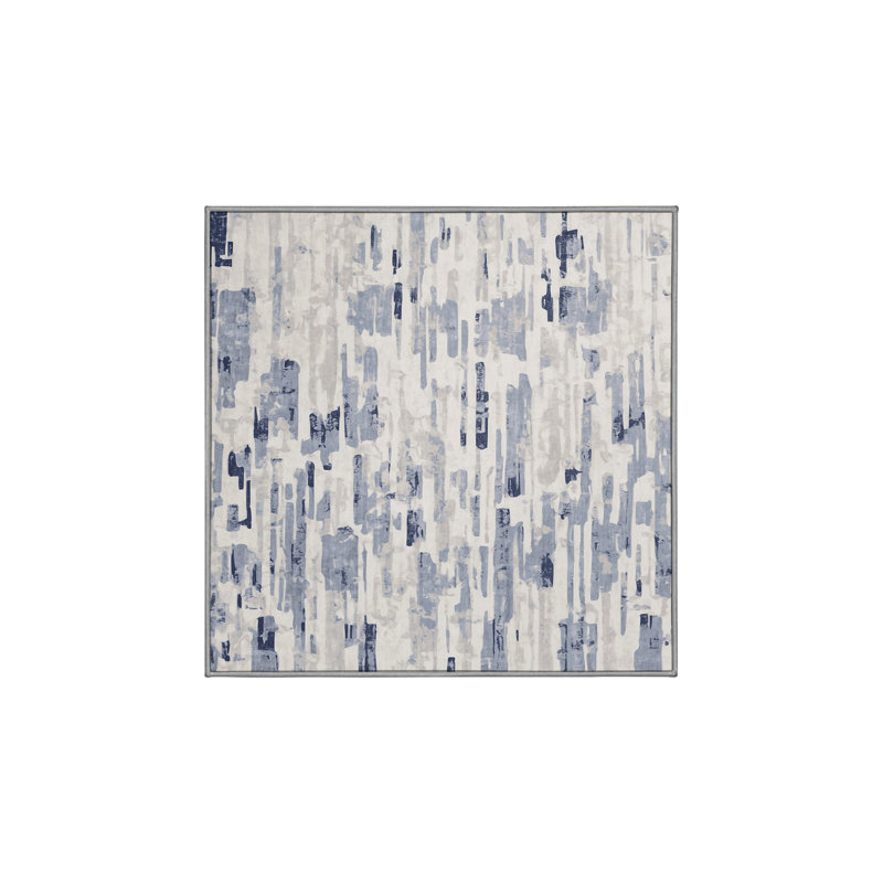 Machine Washable Gray Area Rug, Square 6'