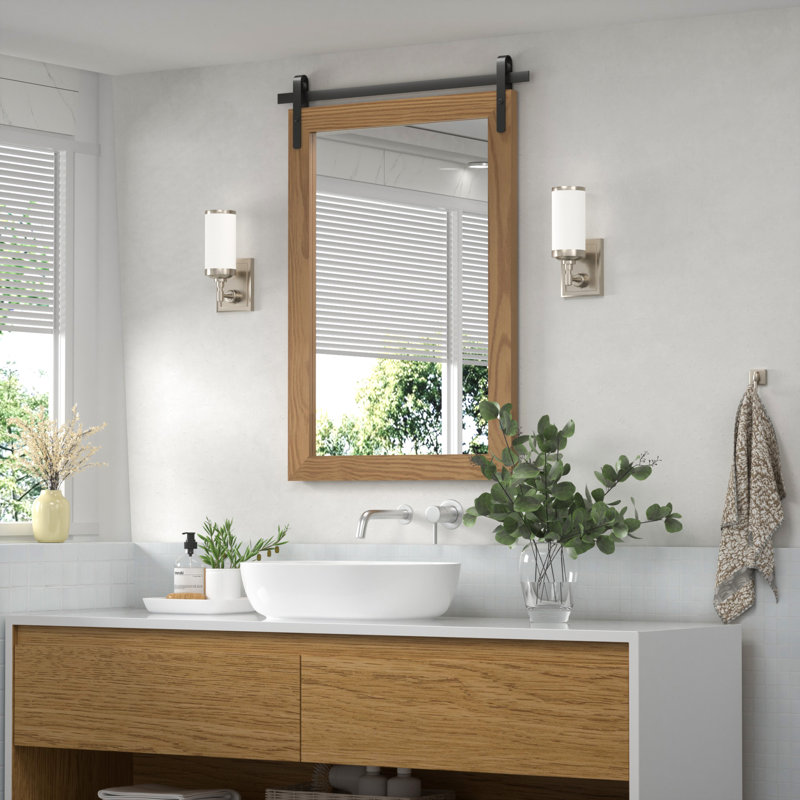 Miroir de salle de bain Keira-Mai, Verticale 26 po x 18 po, Brun