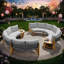 All-Weather Circle 6-Seat Outdoor Sectional Sets with Acacia Table-573937367