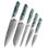 Ensemble de couteaux de cuisine en acier 5 pièces Senken Knives - Collection Umi - Acier japonais VG10 à 67 couches, véritable manche en coquille d'ormeau de mer profonde, couteau de chef, santoku, épluche, filet, couteau tout usage, boîte-cadeau