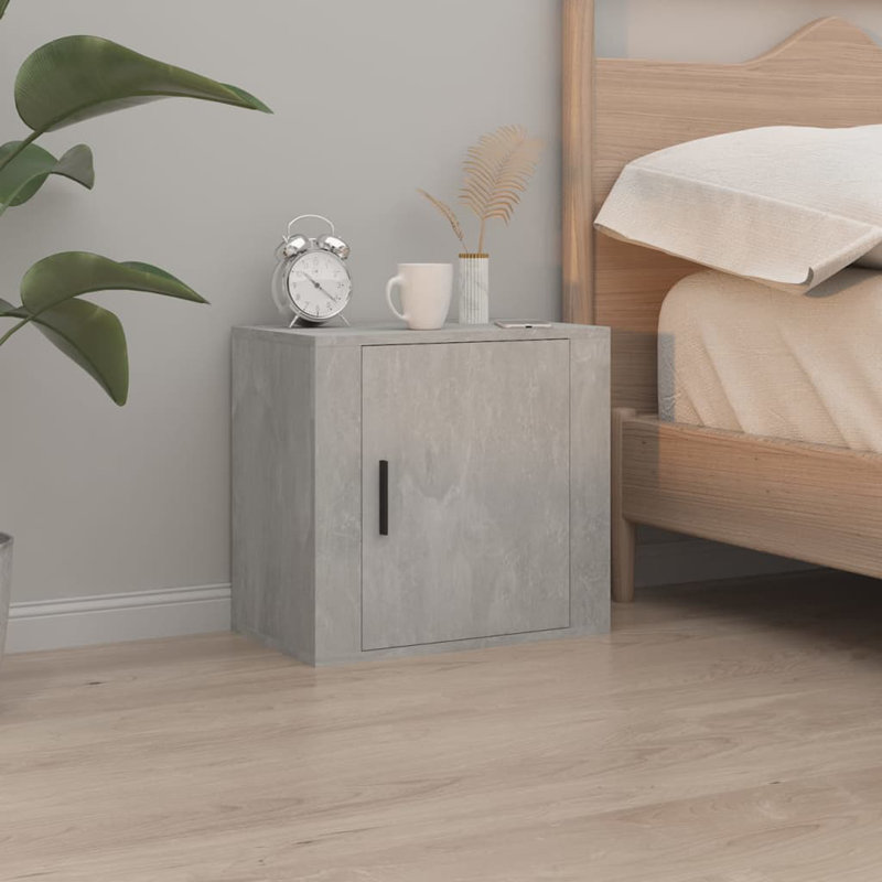 Janiyha 50cm W Manufactured Wood Bedside Table, Grey, 1