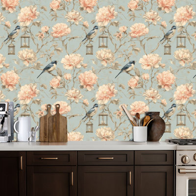 Peel and Stick Wallpaper Contact Paper Seamless Ornamental Lattice Romantic Garden Motifs Self Adhesive and Removable 24in x 118in(60x300cm)