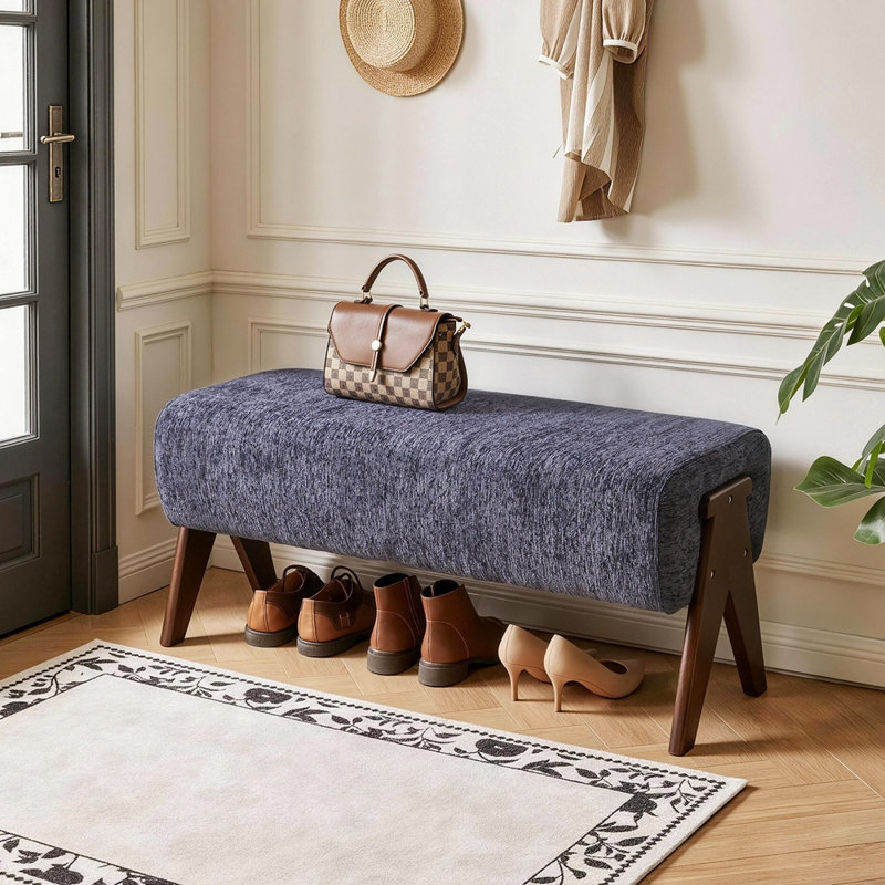 Banc rembourré pour la chambre à coucher, Blue, Bleu