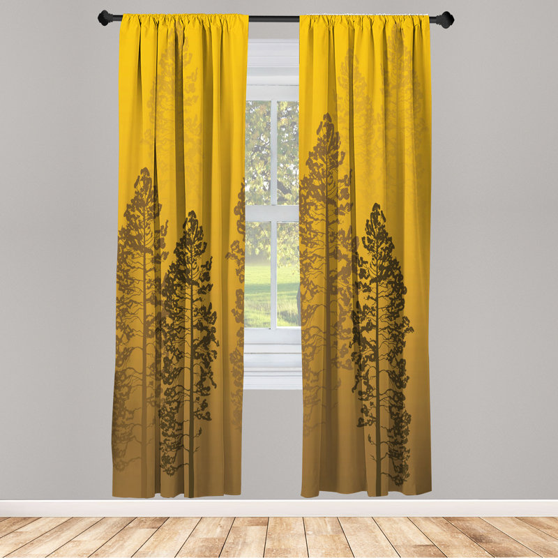 Paire de rideaux 28 po Ebern Designs, L 28 po x L 84 po, Jaune terre