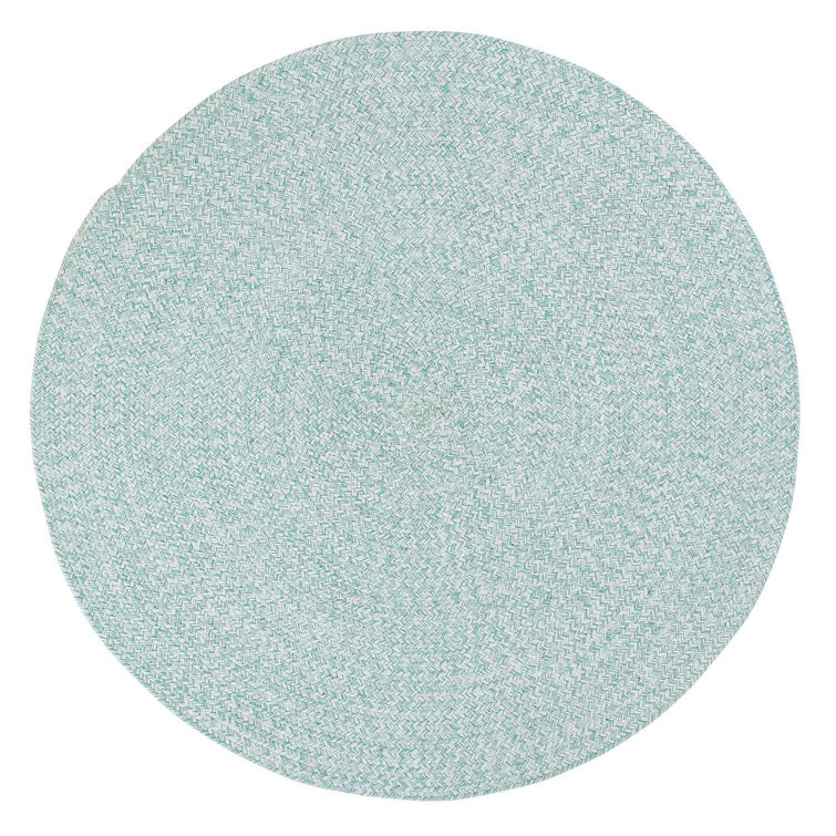 Rustica Farmhouse Handmade Braided Turquoise/White Area Rug