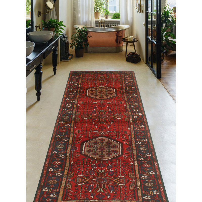 One-of-a-Kind 3'2" X 9'9" 1980s Runner Wool Area Rug in