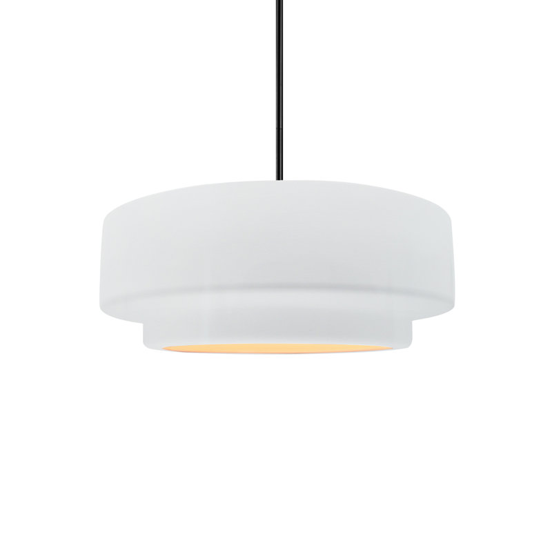 Luminaire suspendu à 1 lumière Meydan, Matte Black, Blanc brillant / blanc brillant, Incandescent