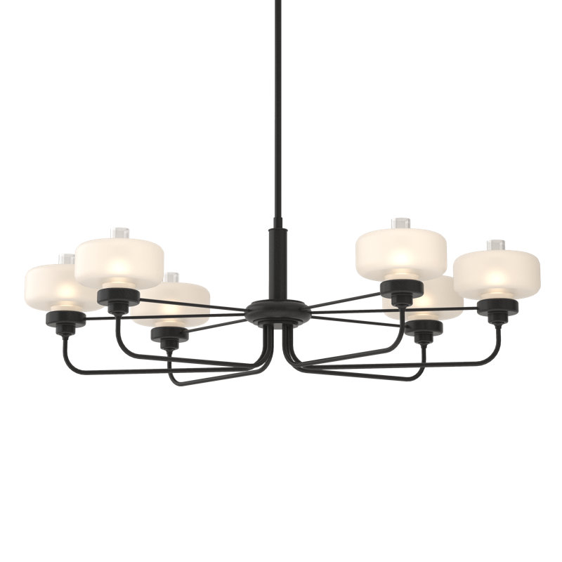 Nola 6 - Light Unique/Statement Classic/Traditional Chandelier, Black, Frost Glass with Clear, 18.3" - 60.3"