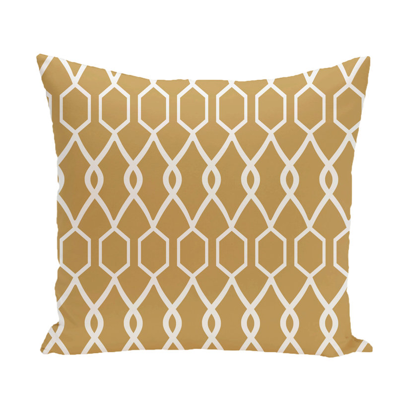Geometric Reversible Throw Pillow, 26" H x 26" W x 1" D, Dijon