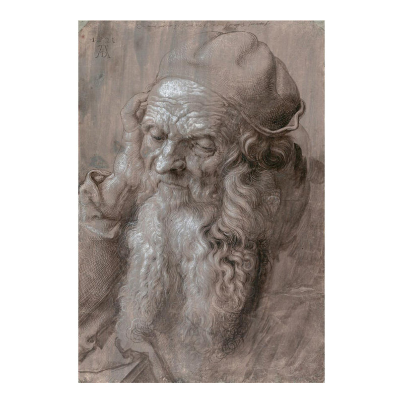 Tête d'un vieil homme par Albrecht Dürer - Estampe numérique, H 20 po x l 16 po