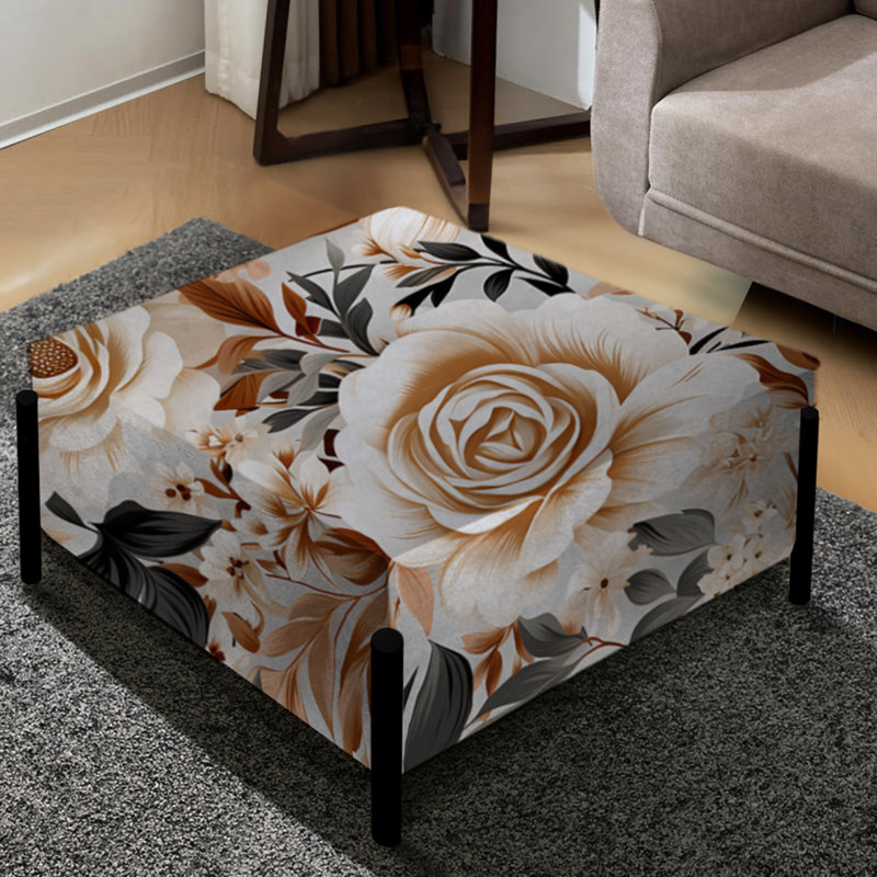 Classic Classic Vintage White Garden Melody - Grand repose-pieds carré floral