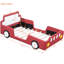 Lit simple avec plateforme en forme de voiture de course et roues fermes, rouge - roues de voiture à support solide en rouge, assurant un sommeil stable et confortable