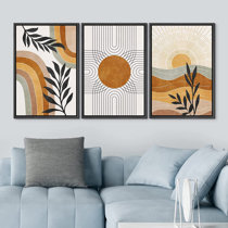 Three Girl Paintings on Canvas Set of 3 Wall Art Framed Colorful