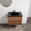 Meuble-lavabo mural moderne de 30 pouces avec lavabo en céramique noire et tiroirs à fermeture en douceur, ensemble KD pour une installation facile
