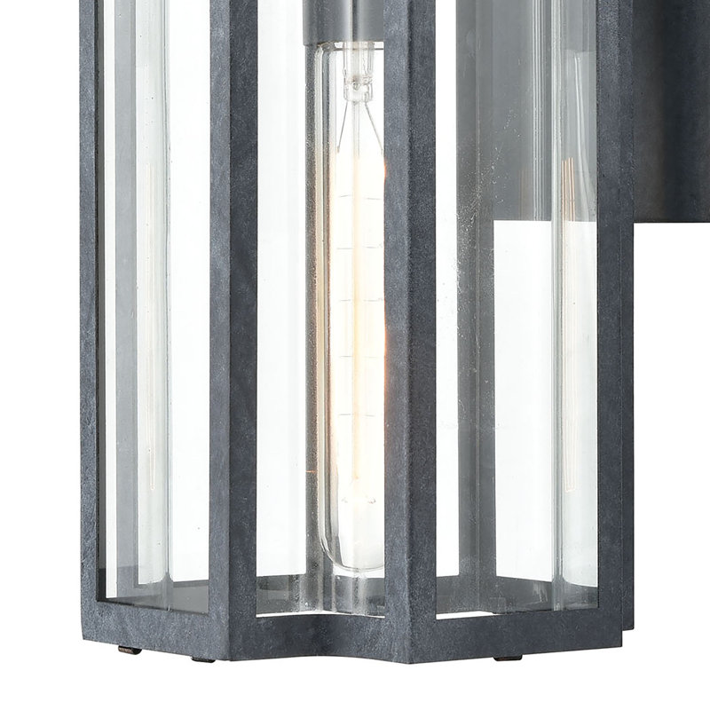 Bianca 13'' High 1-Light Outdoor Sconce - Aged Zinc, 13" H x 6" W x 7" D, Gray