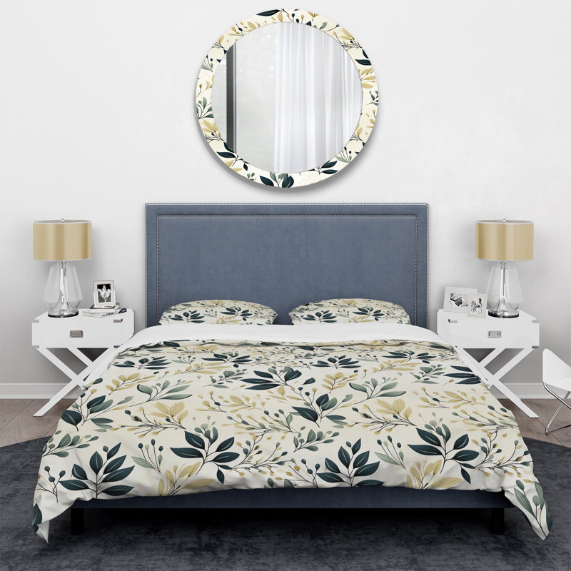 Modern Greenery - Plants Duvet Cover Set - Microfiber Polyester, Queen Duvet Cover + 2 Standard Shams