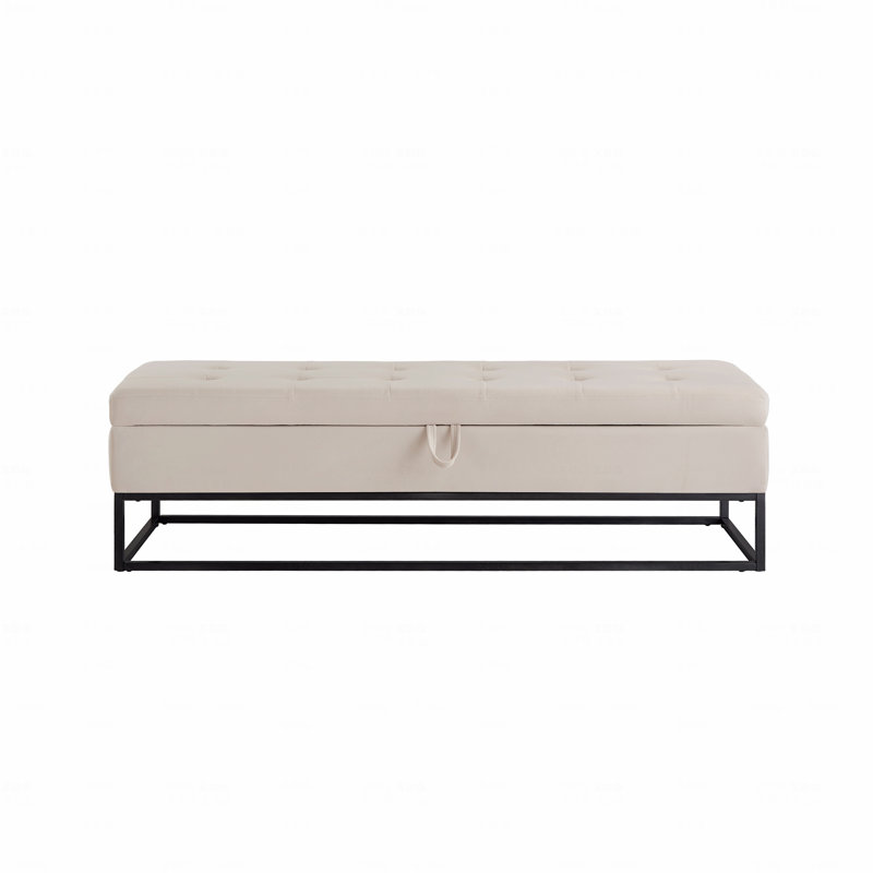 58.6"Upholstered Tufted Bed Bench with Storage, Beige