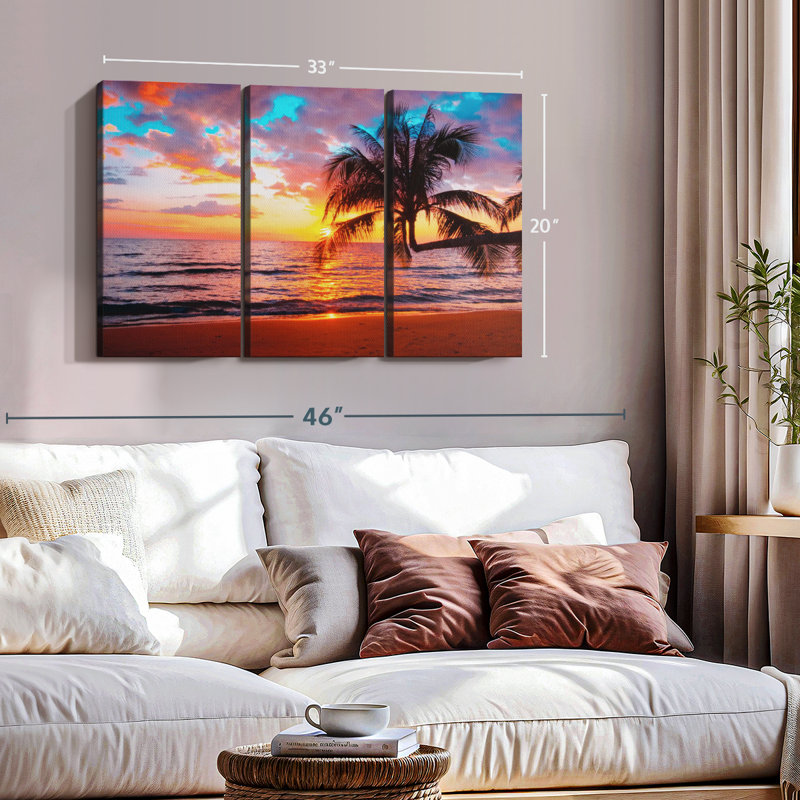 «Sunset Island» sur toile, H 20 po x l 33 po